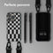 Selencia Hoesje Geschikt voor iPhone 13 Pro Hoesje Met Koord - Selencia Siliconen design hoesje met afneembaar koord - Zwart / Irregular Check Black