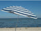 Benson Strandparasol - Ø 160 cm - aluminium frame - wit/blauw print
