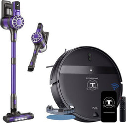 TONIHOMI® G20 + V07 - Combi deal Robotstofzuiger Dweilfunctie Steelstofzuiger - Automatisch opladen - Zwart