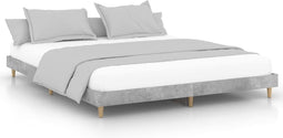vidaXL - Bedframe - bewerkt - hout - betongrijs - 200x200 - cm