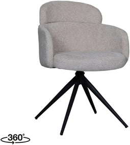 LABEL51 Levi Eetkamerstoel - Naturel - Velvet - Black Frame - Stoel - Normale eetkamerstoel