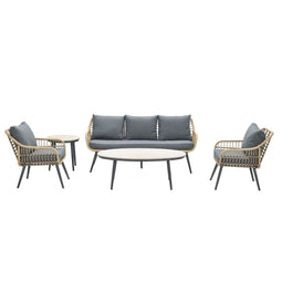 Garden impressions - Margriet loungeset 5-dlg c. black/ natual/ mystic grey