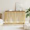 vidaXL - Wandtafel - roestvrij - staal - en - massief - gerecycled - hout - goudkleur
