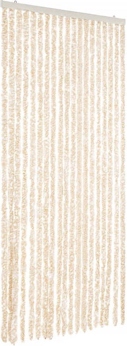 vidaXL - Vliegengordijn - 56x185 - cm - chenille - beige - en - wit