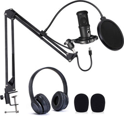 Easypix MyStudio Podcast - Condensatormicrofoon met boomarm en hoofdtelefoon - USB
