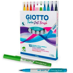 Set Viltstiften Giotto Turbo Soft Brush Multicolour Doosje Penseel 10 Onderdelen