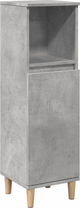 vidaXL - Badkamerkast - 30x30x100 - cm - bewerkt - hout - betongrijs