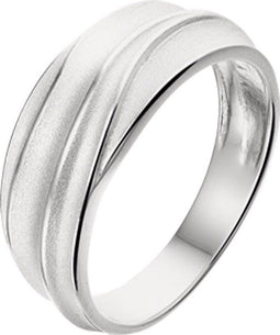 The Jewelry Collection Ring Poli/mat - Aanschuifring - Gerhodineerd zilver - 17.25 mm