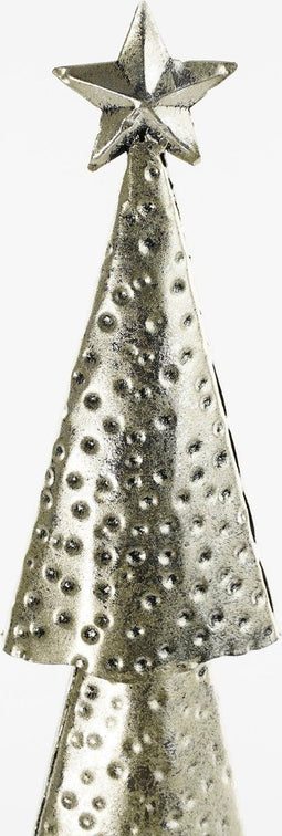 House of Seasons Kerstboom - Metaal - Gehamerd - Zilver - L15 x B8 x H68 cm