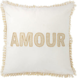 J-Line kussen Amour - textiel - wit/goud
