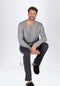 Schiesser Heren Pyjama - Lange broek - Serafinokraag met knoopsluiting - Antraciet
