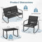 Coast 4-Delige Schommel Patioset - 2 Schommelstoelen (72x61x80 cm) en Loveseat (72x114x80 cm) - Glazen Salontafel - Zwart (2 stuks)