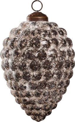 PTMD Danila Kerstbal Dennenappel Antiek - H10 x Ø10 cm - Glas - Grijs