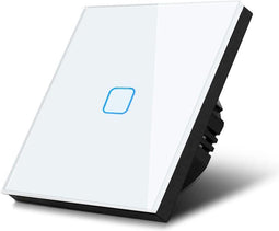 Maclean - Lichtschakelaar - Wandschakelaar - Aanraaklichtschakelaar van gehard glas met één vierkante LED-verlichte knop