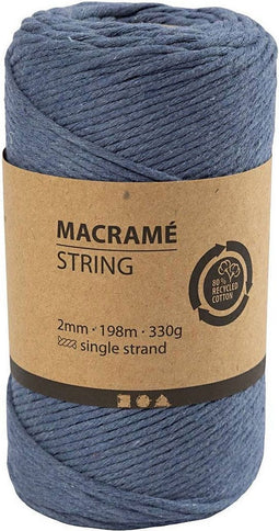 Macrame Koord - Blauw, 198m.