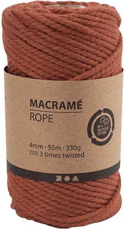 Macrame Koord Bunt Orange, 55m.