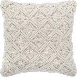 Macramé kussen met franjes 40x40cm beigekleurig Atmosphera Créateur d'intérieur