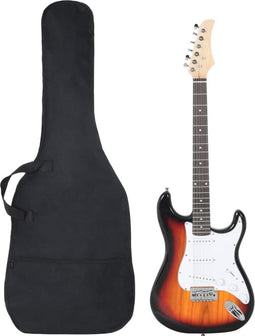 vidaXL - Gitaar - voor - beginners - elektrisch - met - tas - 4/4 - 39" - bruin - en - wit