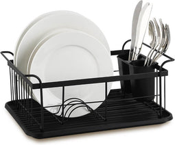 Maestro - Afdruiprek met 2 schappen - Bodem en bestekhouder met 2 rekken 36 cm Zwart