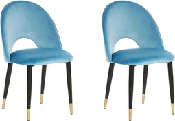 MAGALIA - Eetkamerstoel - Blauw - Fluweel