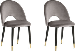 MAGALIA - Eetkamerstoel - Grijs - Fluweel