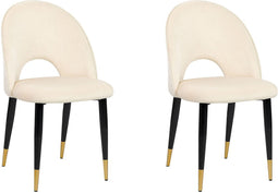 MAGALIA - Eetkamerstoelen set - Beige - Fluweel