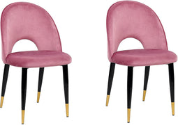 MAGALIA - Eetkamerstoelen set - Roze - Fluweel
