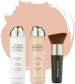 Magic Minerals AirBrush Foundation 3-delige set by Jerome Alexander – Fair – Foundation en LiquidSilk Airbrush Primer kit – Met gratis Kabuki kwast - Make-up met een natuurlijke dekking