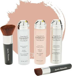 Magic Minerals AirBrush Foundation 5-delige set by Jerome Alexander – Light – incl. 2 Kabuki kwasten, AirBrush Primer en AirFinish settingspray - Make-up met een natuurlijke dekking