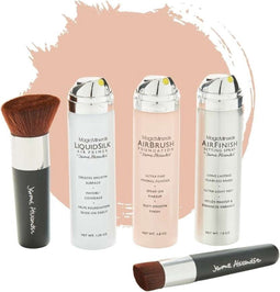 Magic Minerals AirBrush Foundation 5-delige set by Jerome Alexander – Fair – incl. 2 Kabuki kwasten, AirBrush Primer en AirFinish settingspray - Make-up met een natuurlijke dekking
