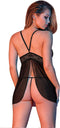 Magic Silk Babydoll met Open Rug en G-String Set - M black S/M