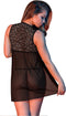 Magic Silk Babydoll met Open Rug & G-String Set - M black L/X