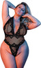 Magic Silk Diepe Inkijk Halter Teddy - M black L/X