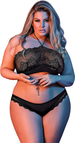 Magic Silk Halter Bandeaux & Panty Set - M black L/X
