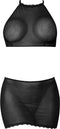 Magic Silk Polka Dot Mesh Halter & Rok Set - M black L/X