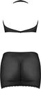 Magic Silk Polka Dot Mesh Halter & Rok Set - M black L/X