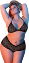 Magic Silk Triangel BH & Brutale Korte Set - M black L/X