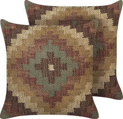 MAGURI - Sierkussen set van 2 - Bruin - 45 x 45 cm - Jute