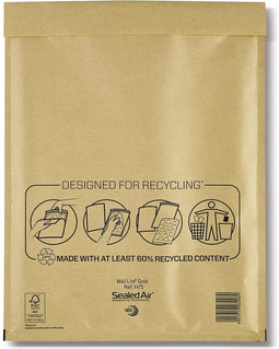 Mail Lite luchtkussenenveloppen, goud, H/5, 270 x 360 mm, doos van 50 stuks
