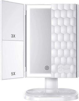 Make-upspiegel 3 Modi - Verlichte Spiegel 3X/5X Vergroting + GRATIS SETJE MAKE-UP BORSTELS!!- Make-upspiegel - Cosmetische make-upspiegel met touchscreen