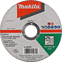 Makita A-85357 Doorslijpschijf 115x3,0x22,23mm steen