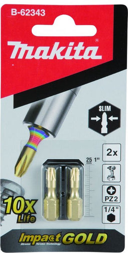 MAKITA ACCESSOIRES B-62343 TORSIE BIT 25MM PZ2 - 2 STUKS