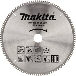 Makita Afkortzaagblad voor Multimaterial | Standaard | Ø 260mm Asgat 30mm 120T - D-65660