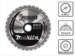 Makita B-47151 Cirkelzaagblad - 150 x20 x 32T - Metaal