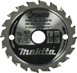 Makita Cirkelzaagbad voor Hout | Specialized | Ø 85mm Asgat 15mm 20T - B-33576