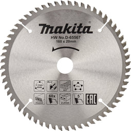 Makita Cirkelzaagblad Universeel | Standaard | Ø 160mm Asgat 20mm 60T - D-65567