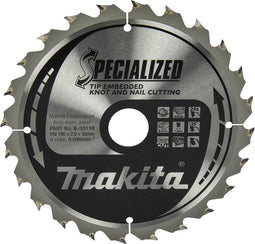 Makita Cirkelzaagblad voor Hout | Specialized: Noest/Spijker | Ø 190mm Asgat 30mm 24T - B-33118