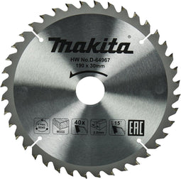 Makita Cirkelzaagblad voor Hout | Standaard | Ø 190mm Asgat 30mm 40T - D-64967
