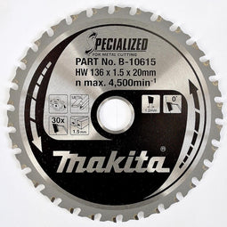 Makita Cirkelzaagblad voor Staal | Specialized | Ø 136mm Asgat 20mm 30T - B-10615