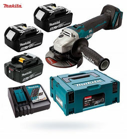 Makita DGA504RT3J 18V Haakse slijper 125mm 5,0 Ah accu's (3 stuks), snellader in Mbox, met vastzetschakelaar